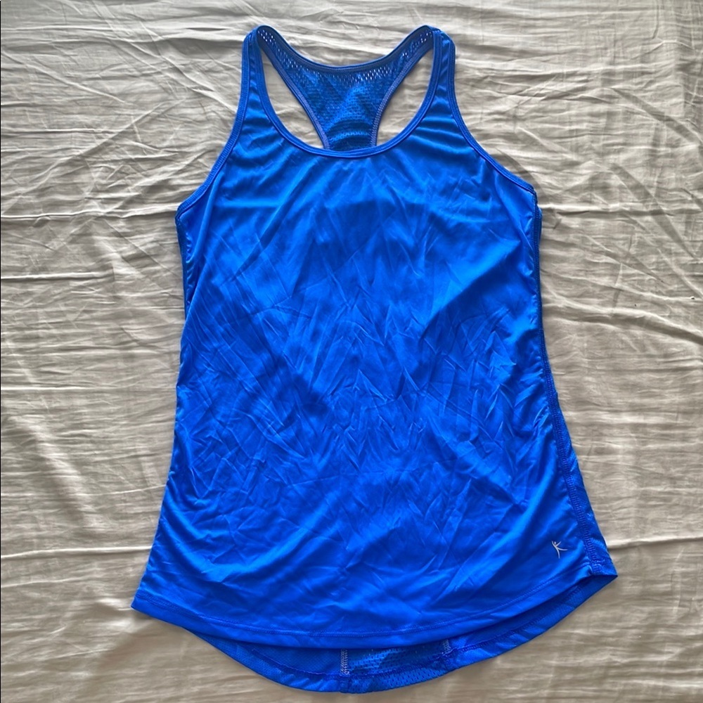 Danskin Now Blue Semi-Fitted Racerback Tank Top size small (4-6)